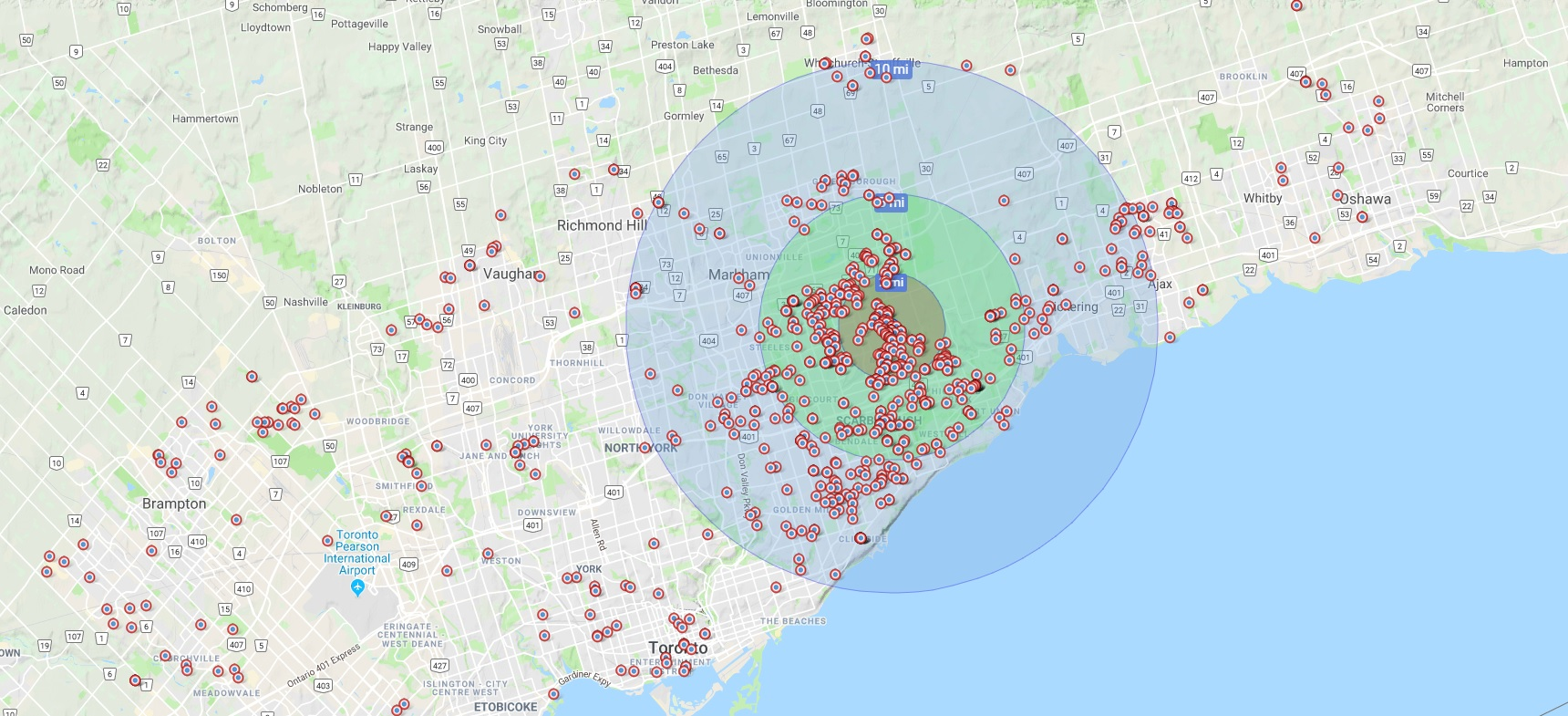 Map identifying the area of residence of consultation survey respondents.